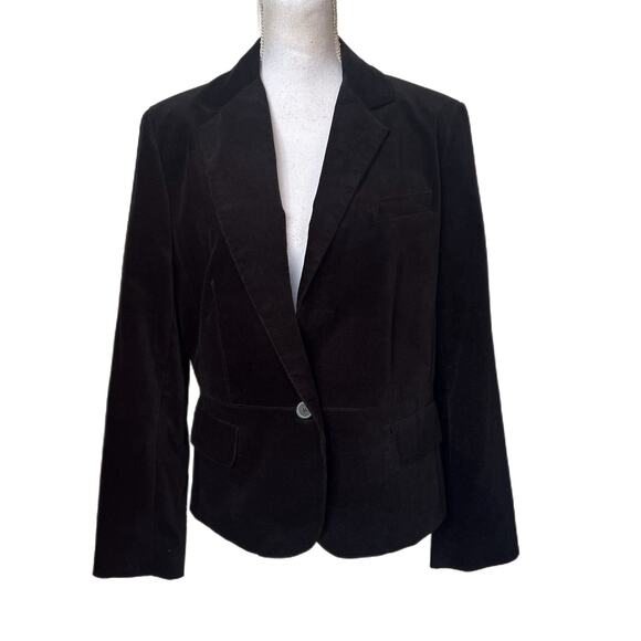 Talbots NWT Blazer Size 16 Black Long Sleeve One Button Velvet Feel Button Cuffs - Picture 1 of 6
